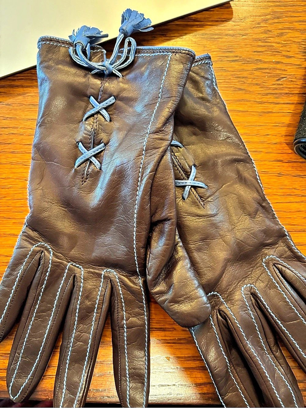 Brown Leather Gloves Size 7 1/2